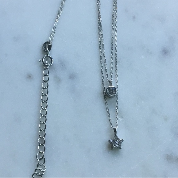 Sterling Silver Double Layer Cz Necklace - Picture 11 of 12